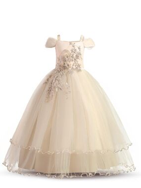 NNJXD Girls Off Shoulder Lace Princess Dress